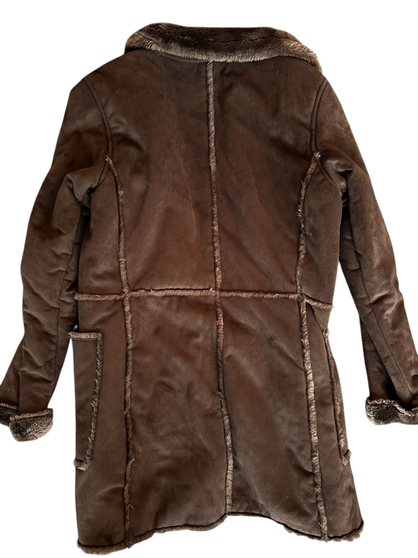 Big Chill Brown Suede & Faux Fur Coat