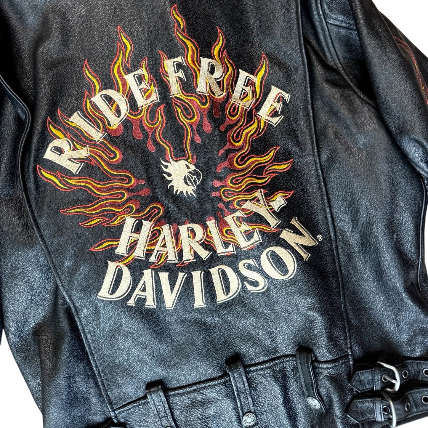 Harley Davidson 90’s Flame Leather Jacket (L)