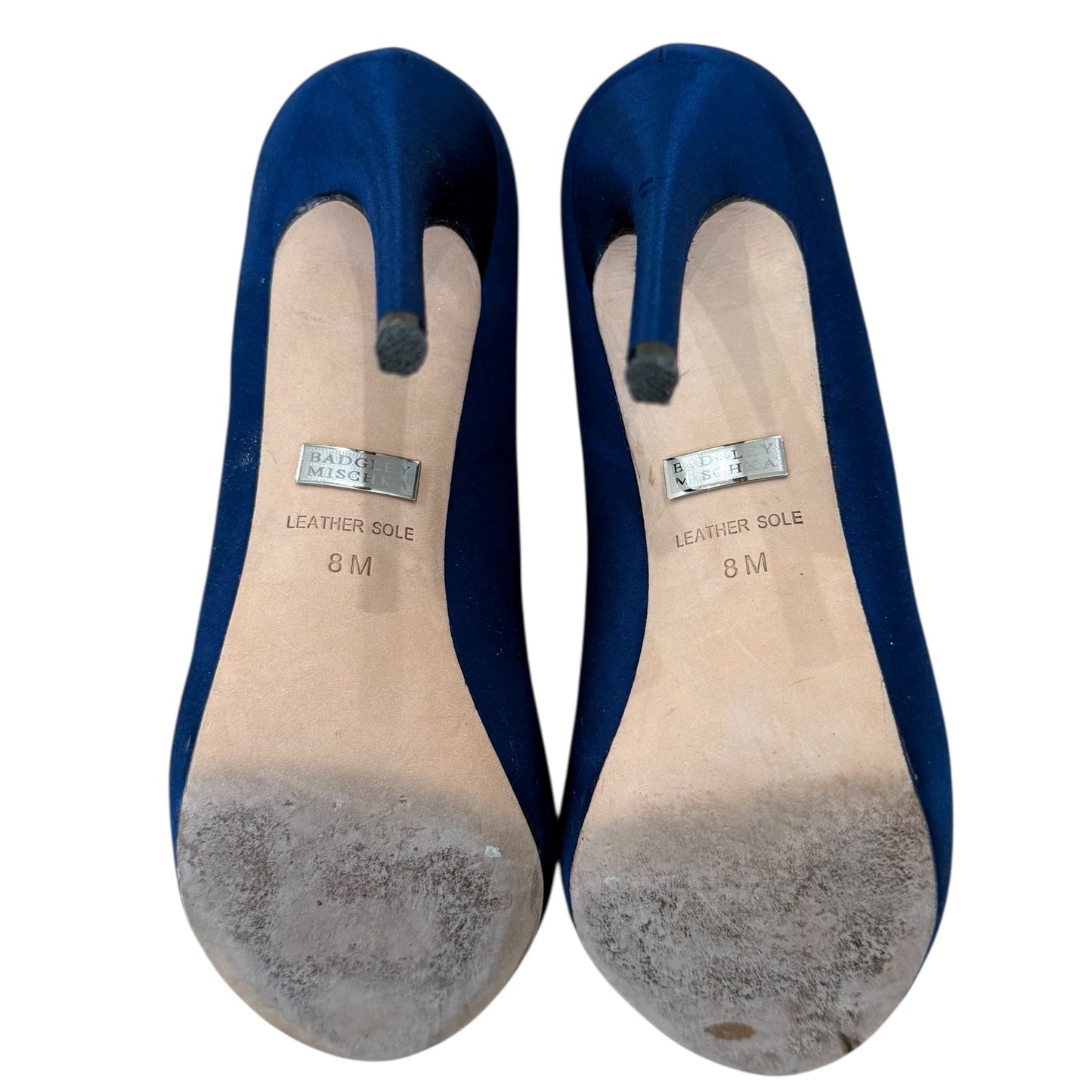Badgley Mischka Satin Blue Crystal Heels (8)