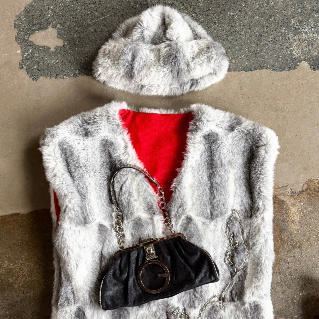 Faux Fur Vest + Matching Hat Set (M-L)