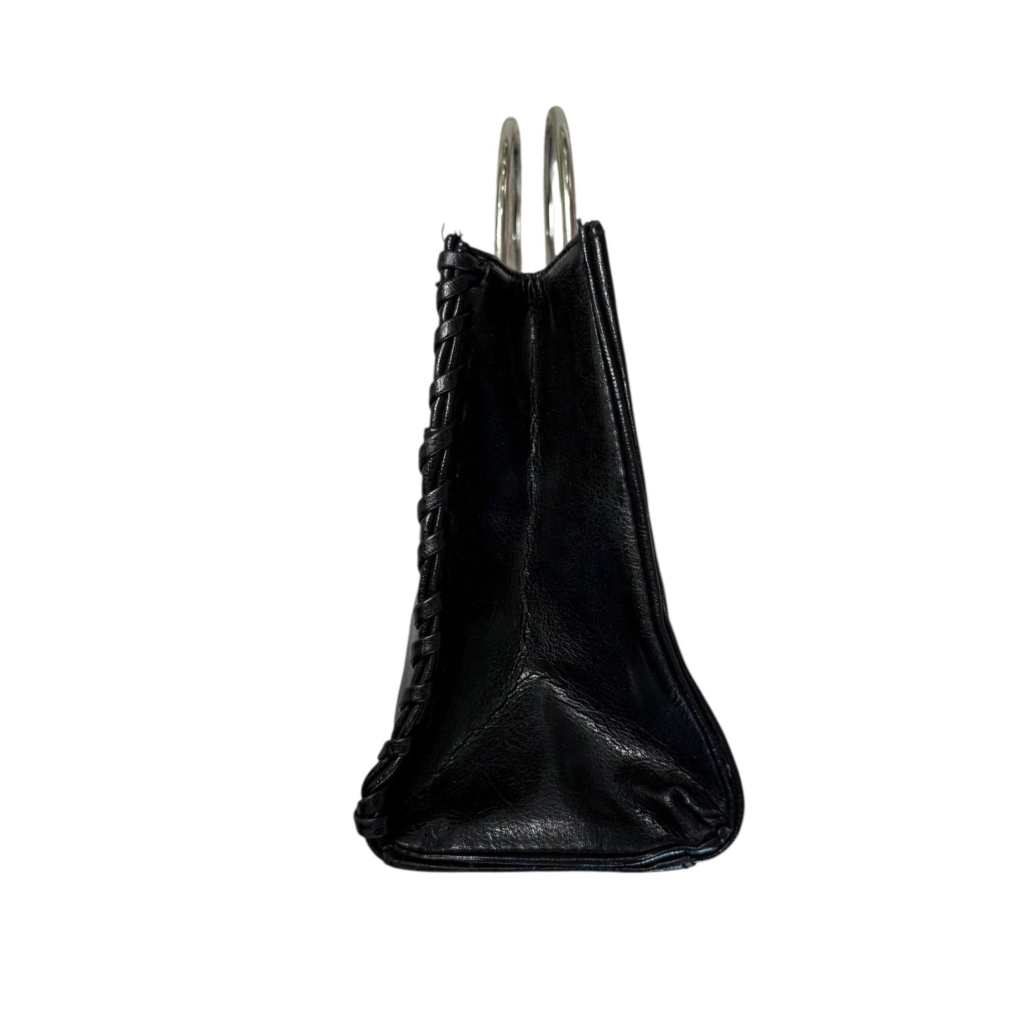 Black Leather Purse With Silver Handle