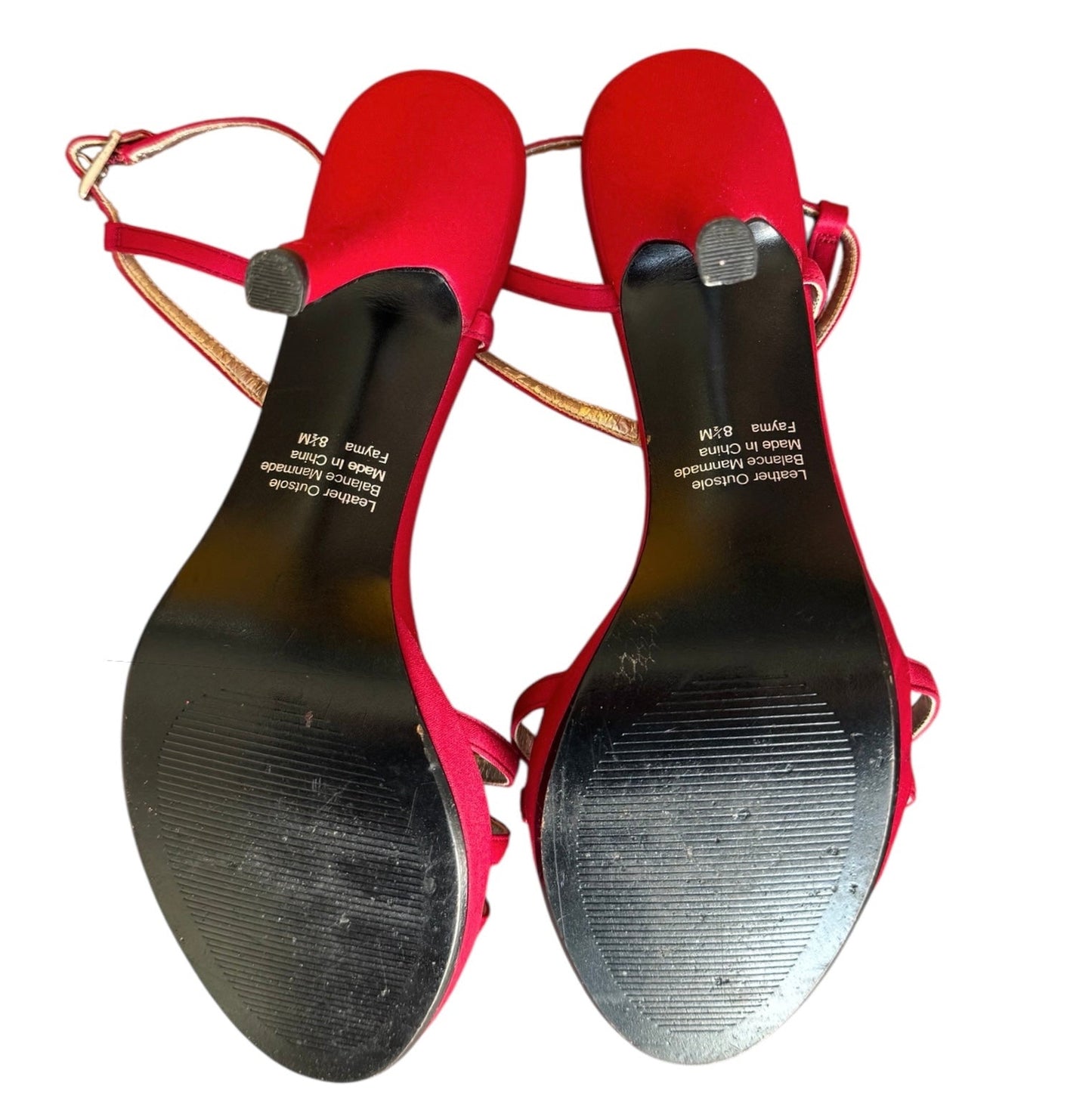Red Satin Heels With Rhinestones (8.5)