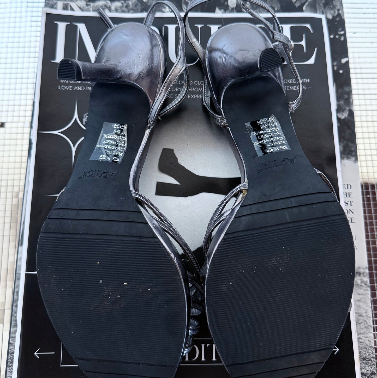 APT. 9 Metallic Strappy Heels With Rhinestones (8.5)