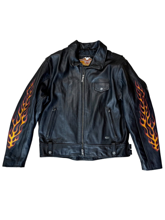 90s Harley Davidson Flame Leather Jacket