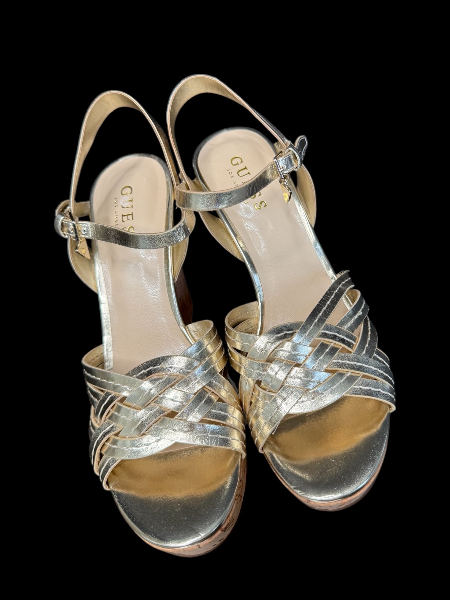 Gold Guess Platform Wedge Sandals