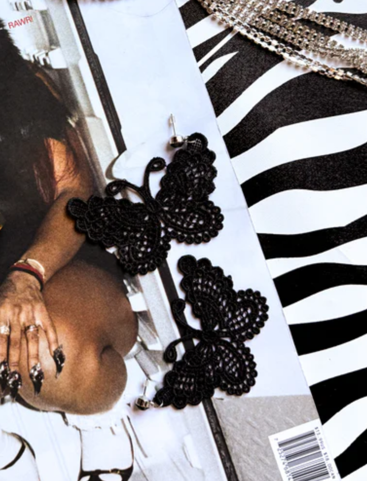 Butterfly Black Knit Statement Earrings