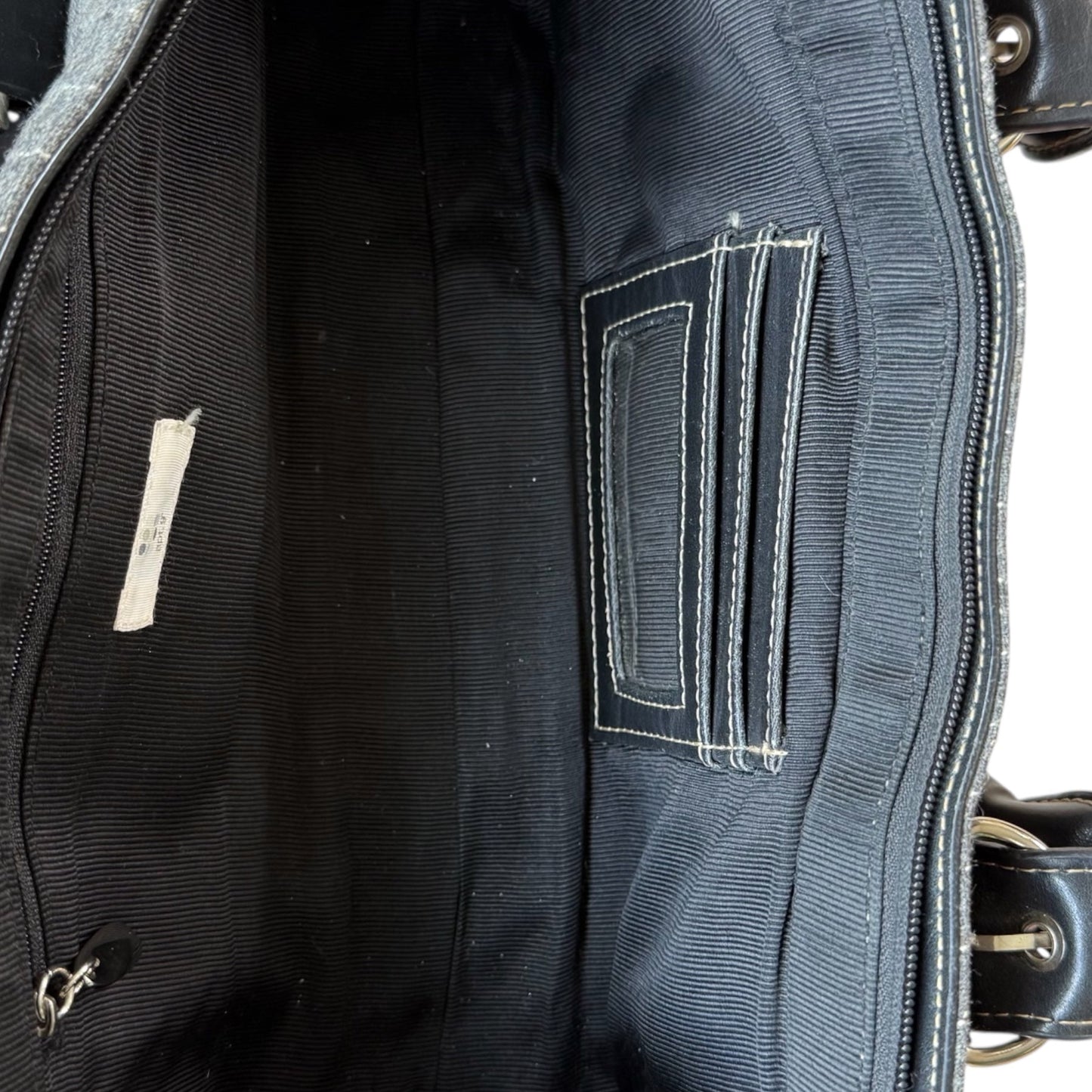 Apt. 9 Grey Pinstripe Purse With Silver Buckles