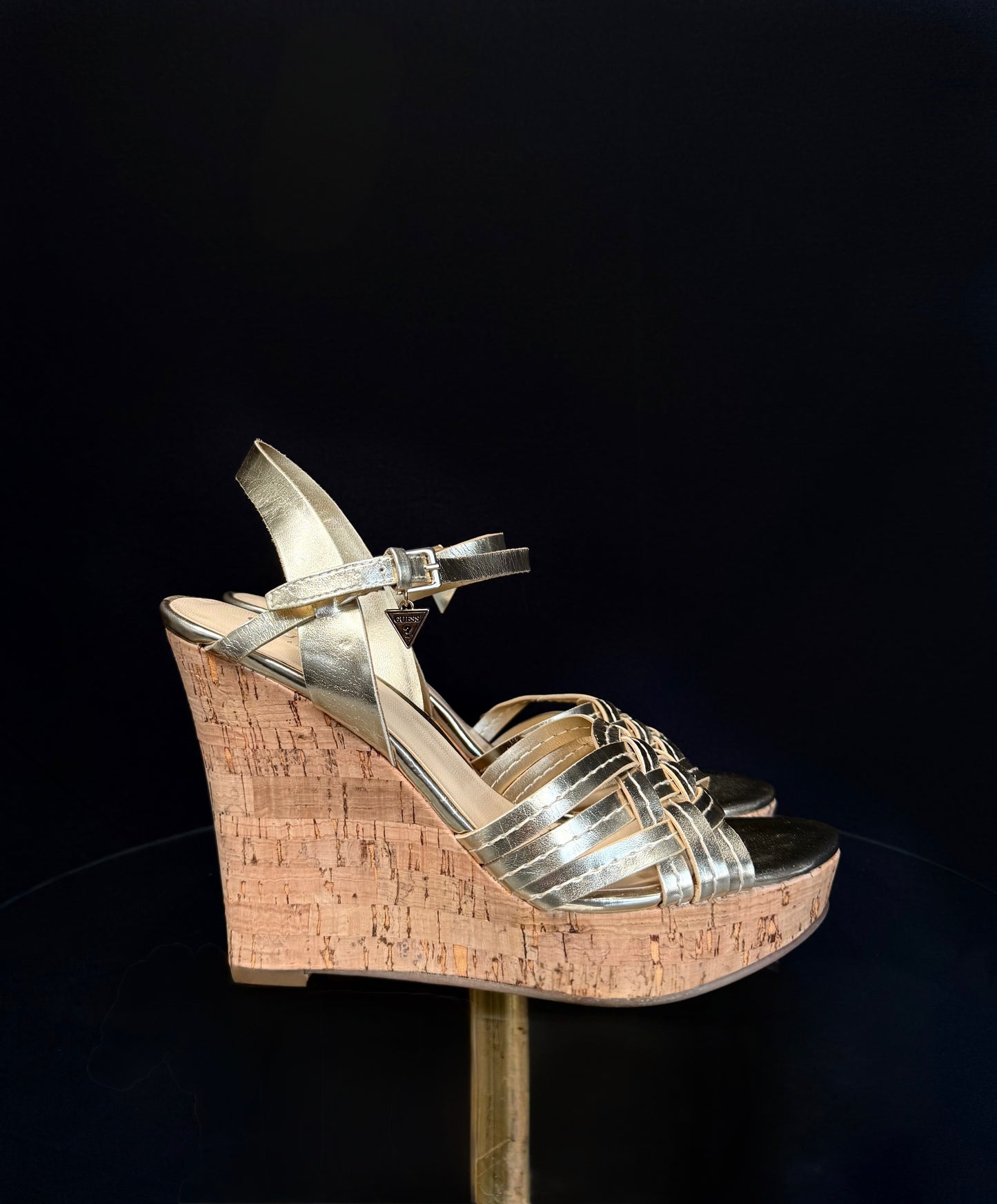 Gold Guess Platform Wedge Sandals