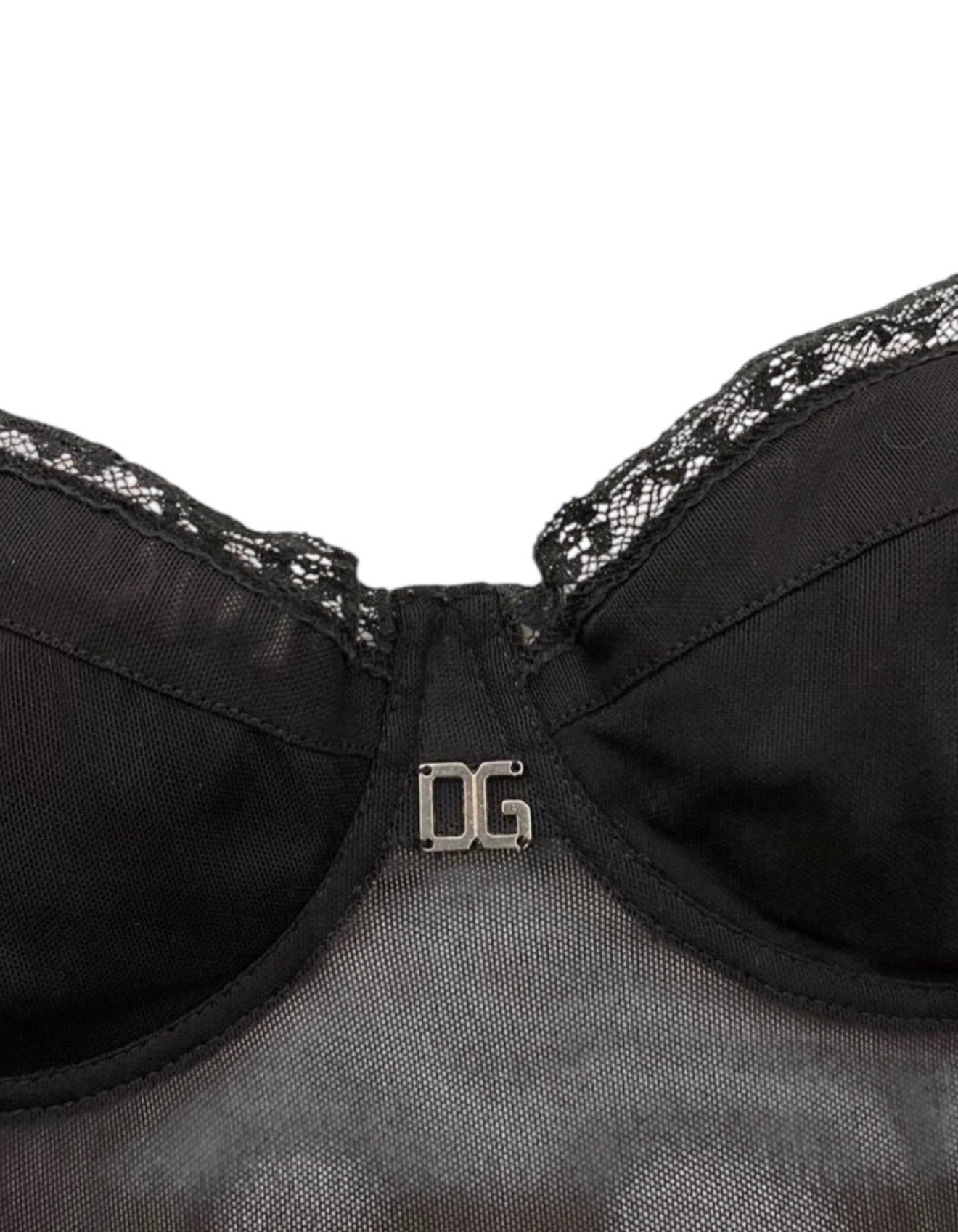 Dolce & Gabbana Sheer Mesh Corset With Silver Logo