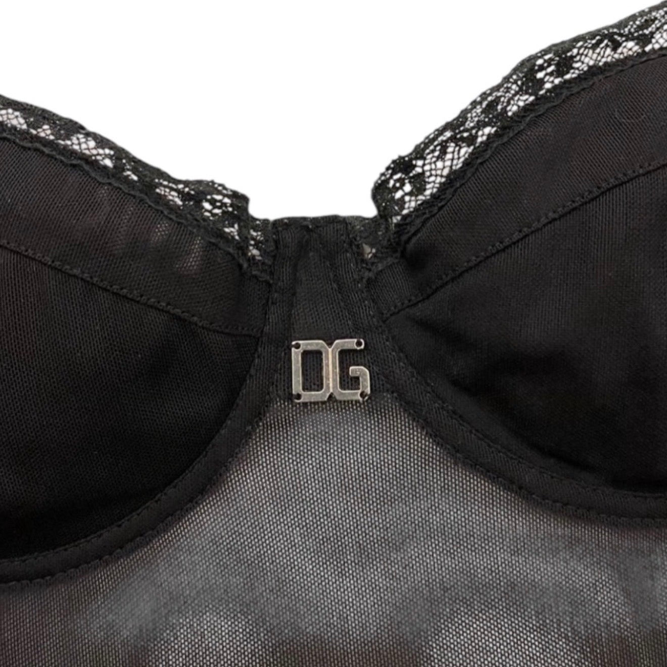 Dolce & Gabbana Sheer Mesh Corset With Silver Logo (S)