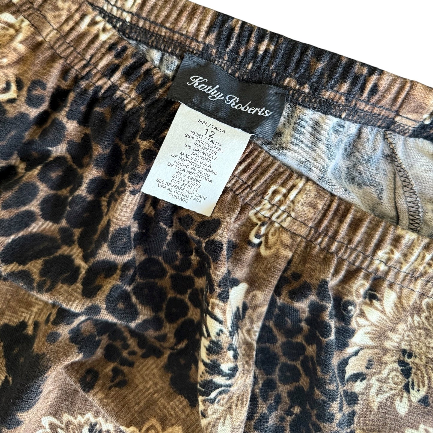 Kathy Roberts Neutral Printed Midi Skirt (L)
