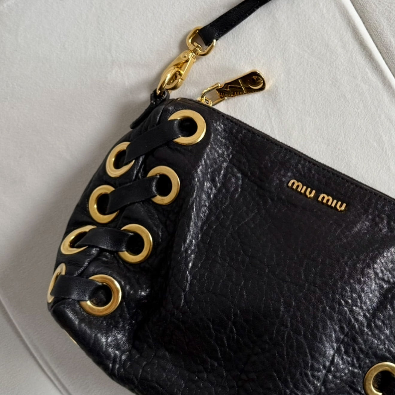 Miu Miu Black Purse With Gold Hardware