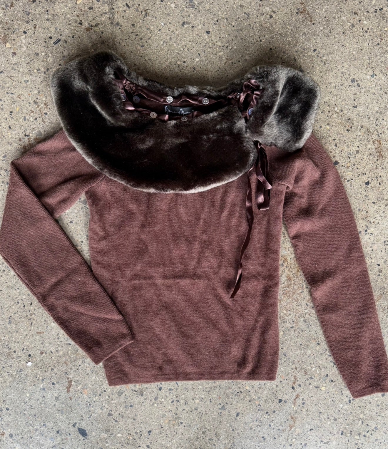Mercer & Madison Wool Sweater With Faux Fur Trim