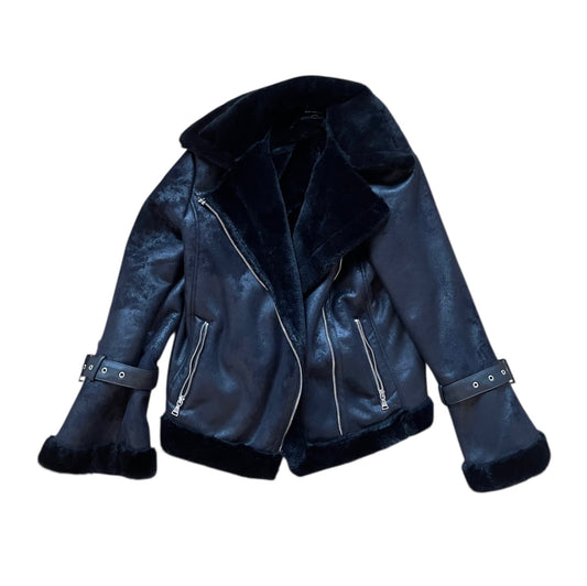 Express Faux Fur & Suede Moto Jacket