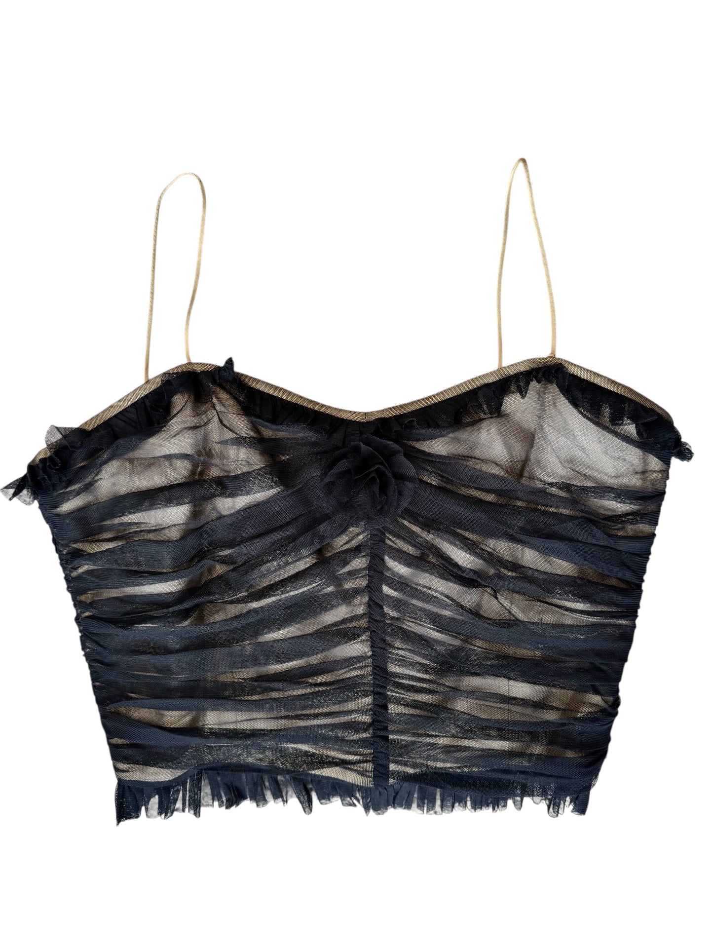 Nine West Ruffled Tulle Camisole With Rosette