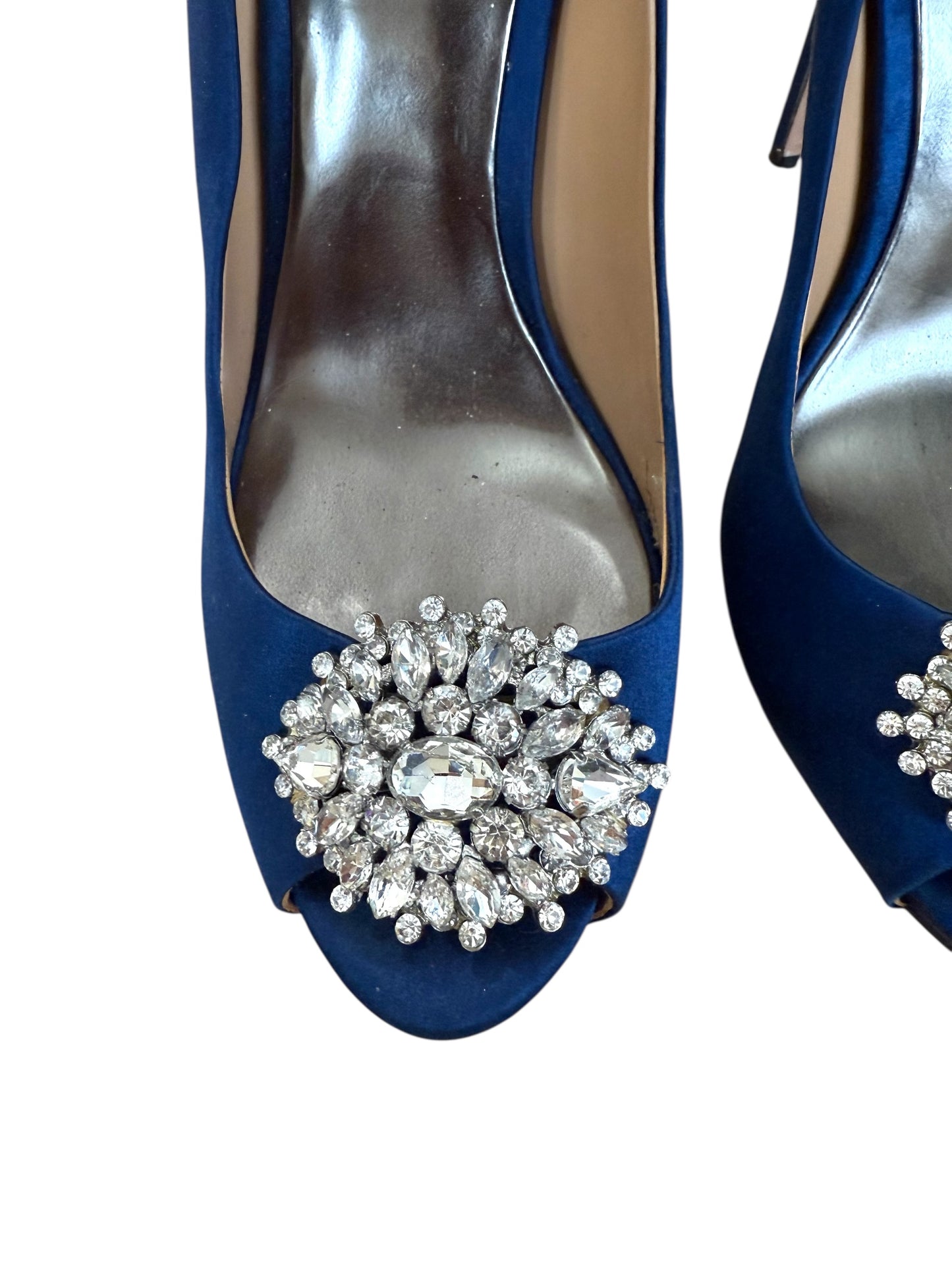 Badgley Mischka Satin Blue Crystal Heels