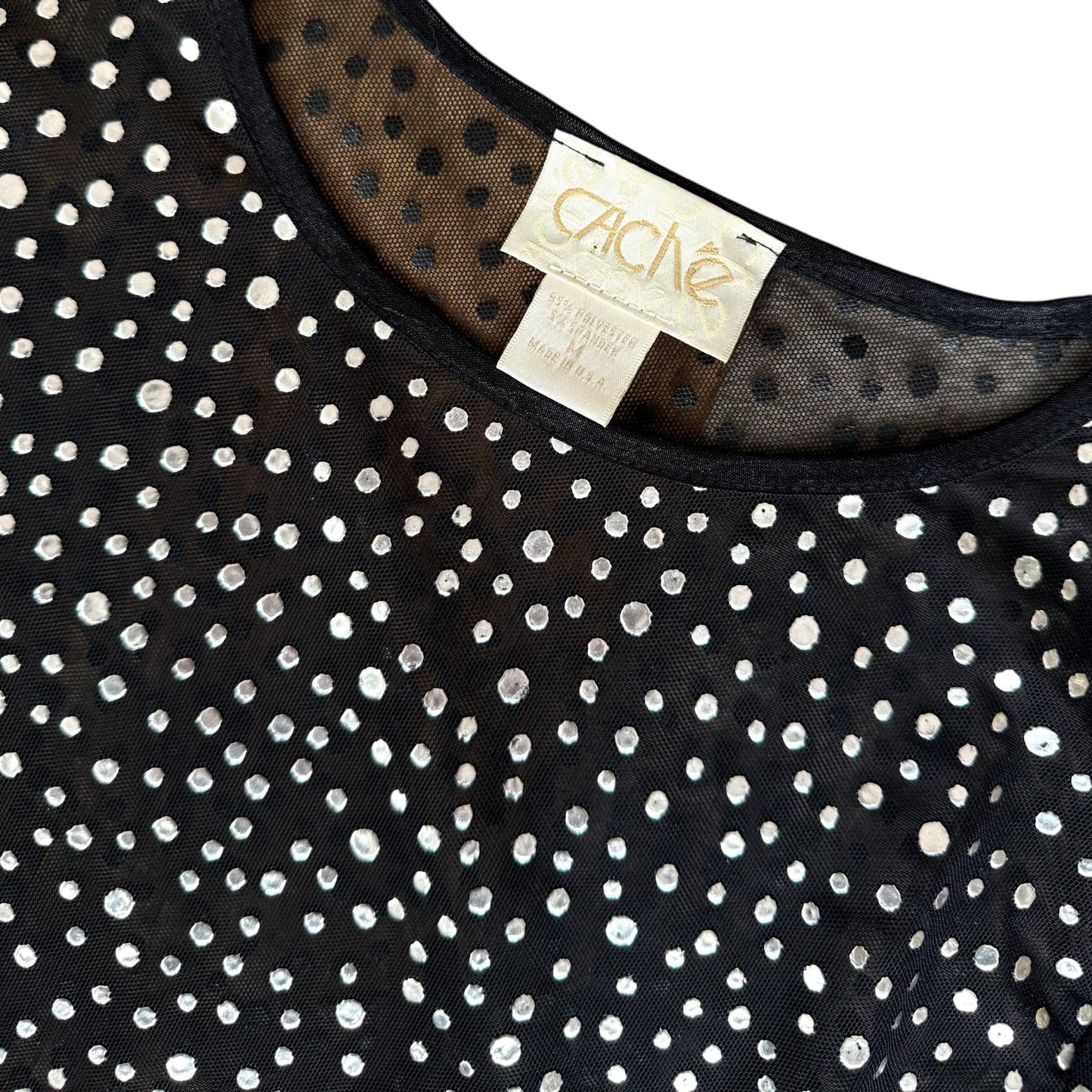 Caché Mesh Long Sleeve With Metallic Dots (M)