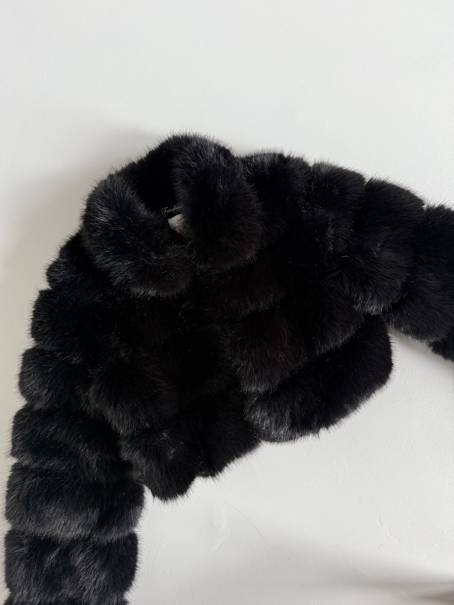 Black Faux Fur Cropped Jacket