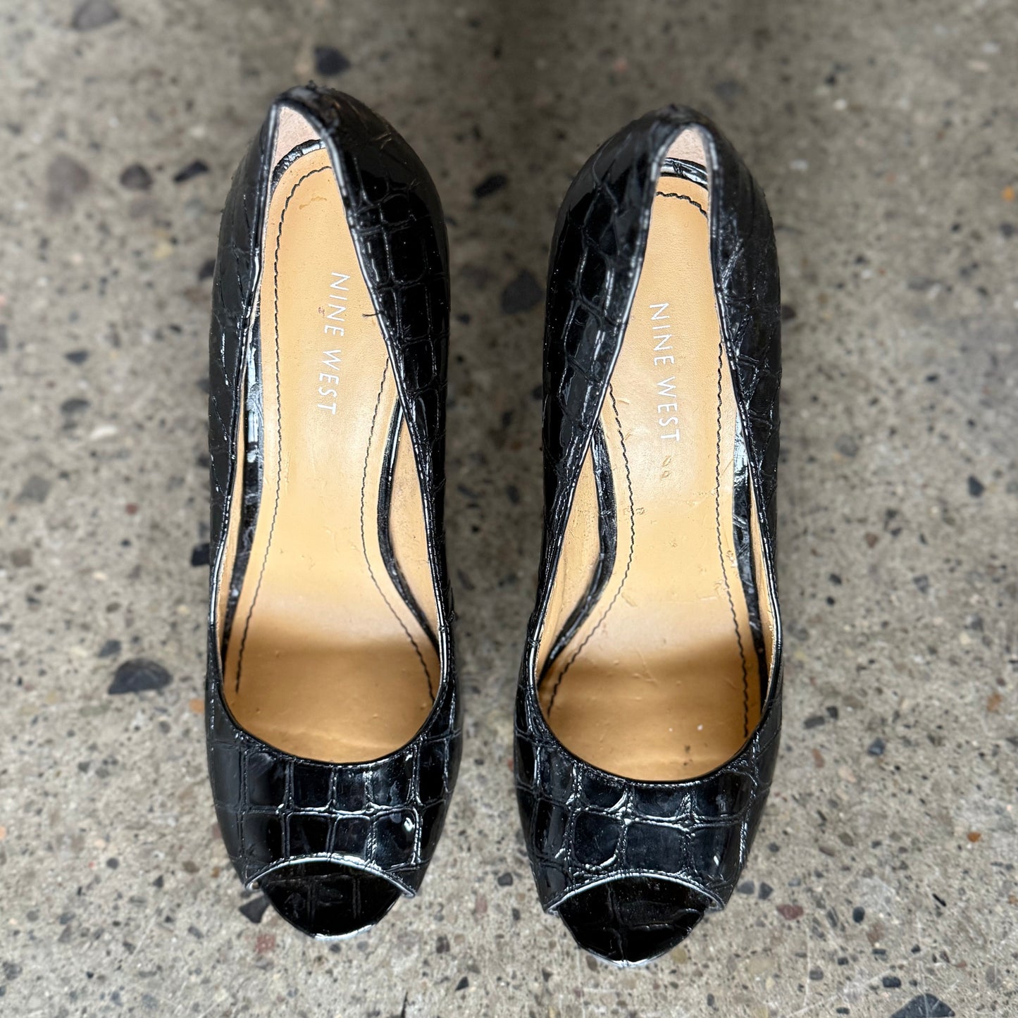 Nine West Croc-Embossed Peep-Toe Heel (7.5)