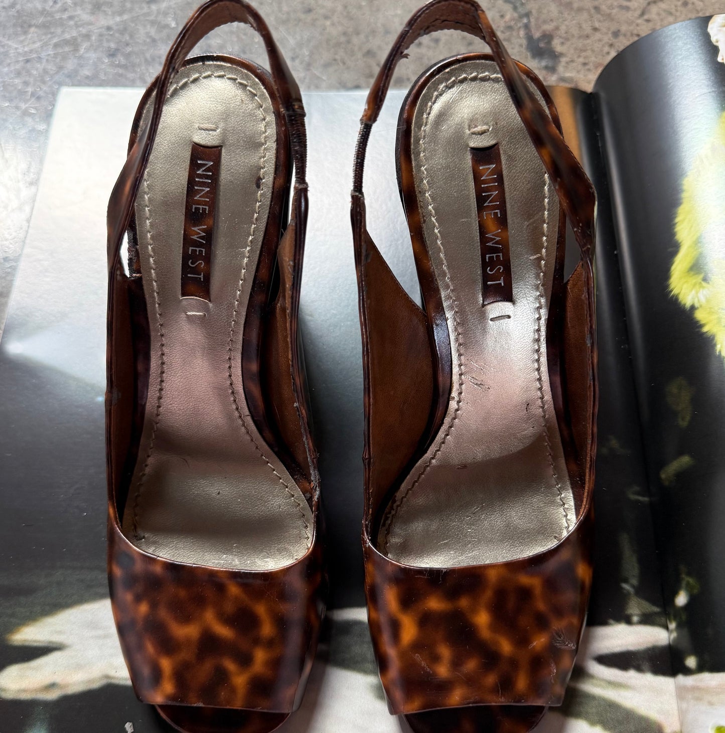 Nine West Tortoise Slingback Platform Heels (7)