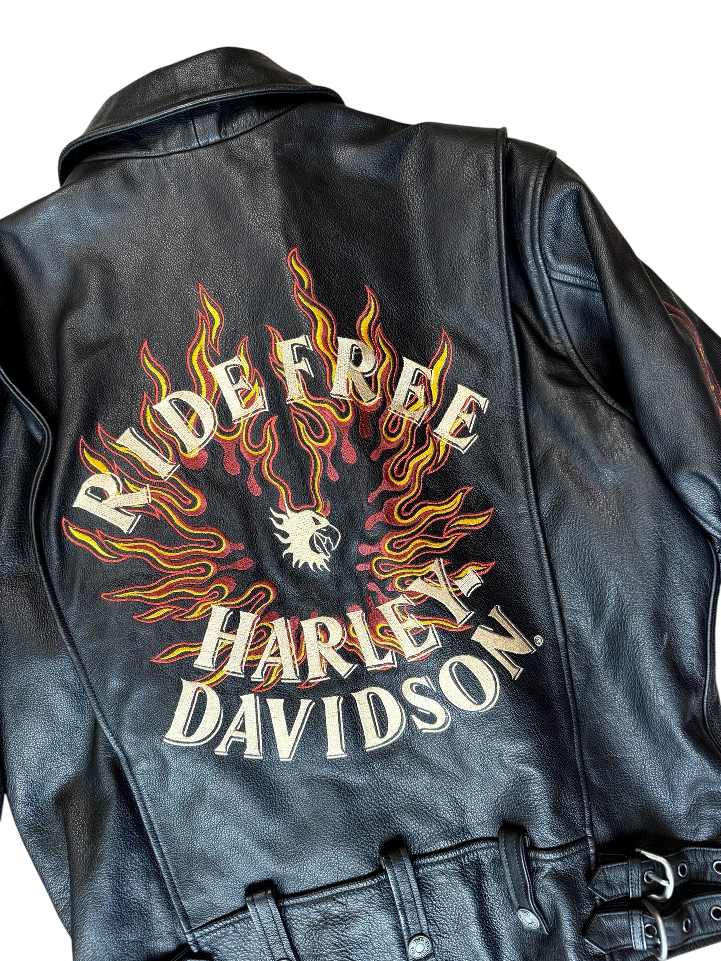 90s Harley Davidson Flame Leather Jacket