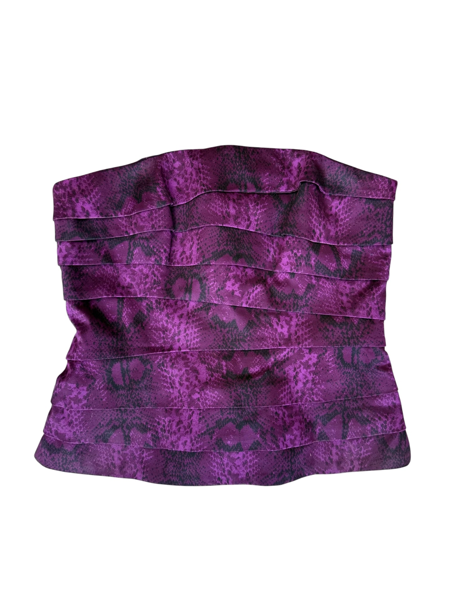 White House Black Market Purple Snakeskin Pleated Corset