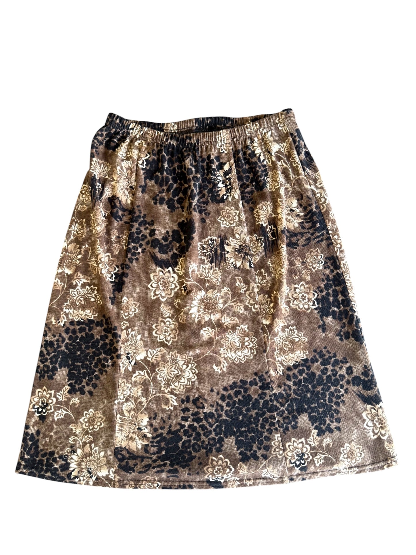 Kathy Roberts Neutral Printed Midi Skirt