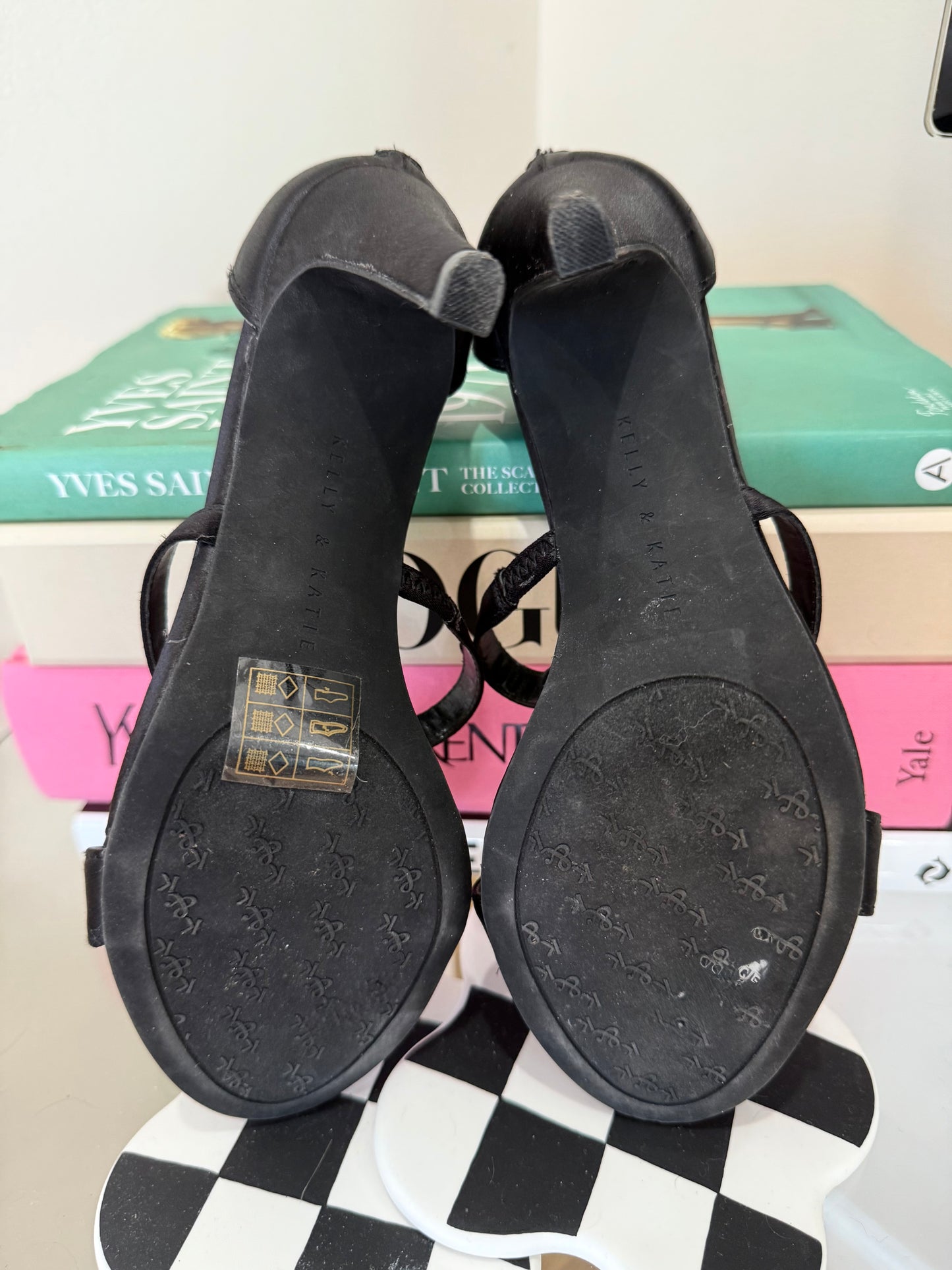 Kelly & Katie Black And Silver Rhinestone Heels