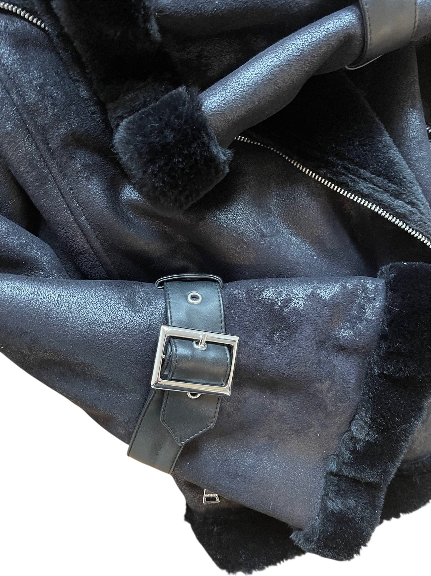 Express Faux Fur & Suede Moto Jacket