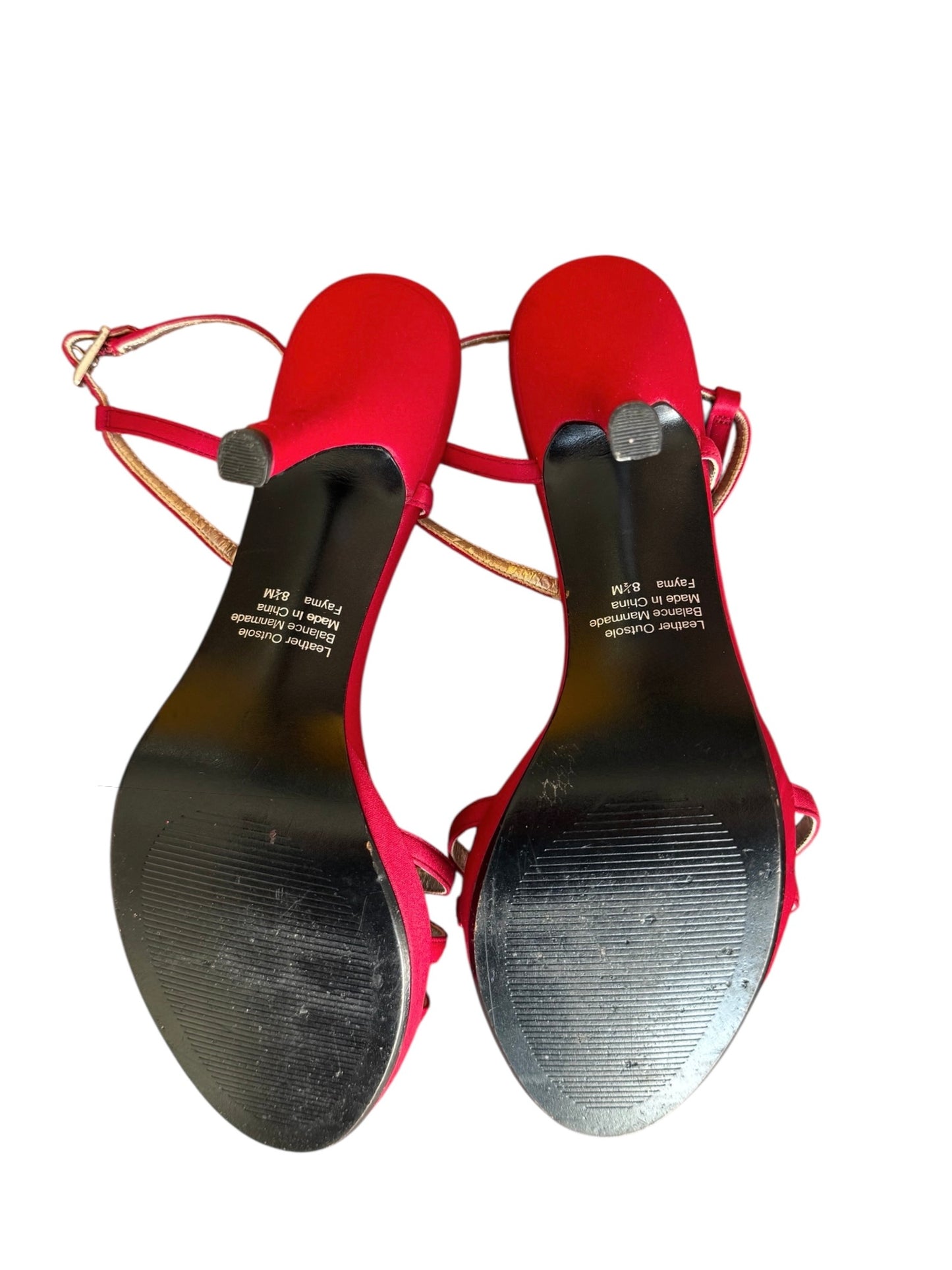 Red Satin Heels With Rhinestones