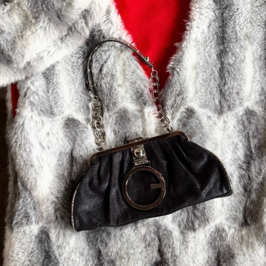 Guess Ruched Snakeskin Chain Bag