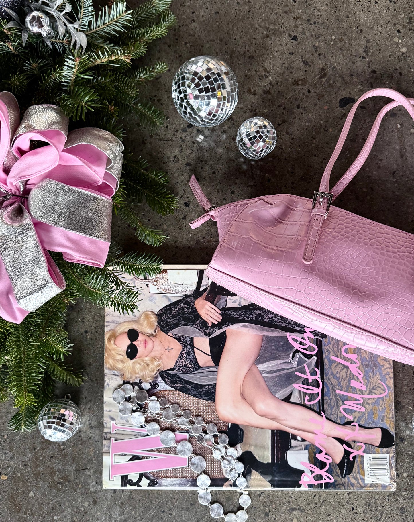 Bisous Bisous Croc Embossed Shoulder Bag