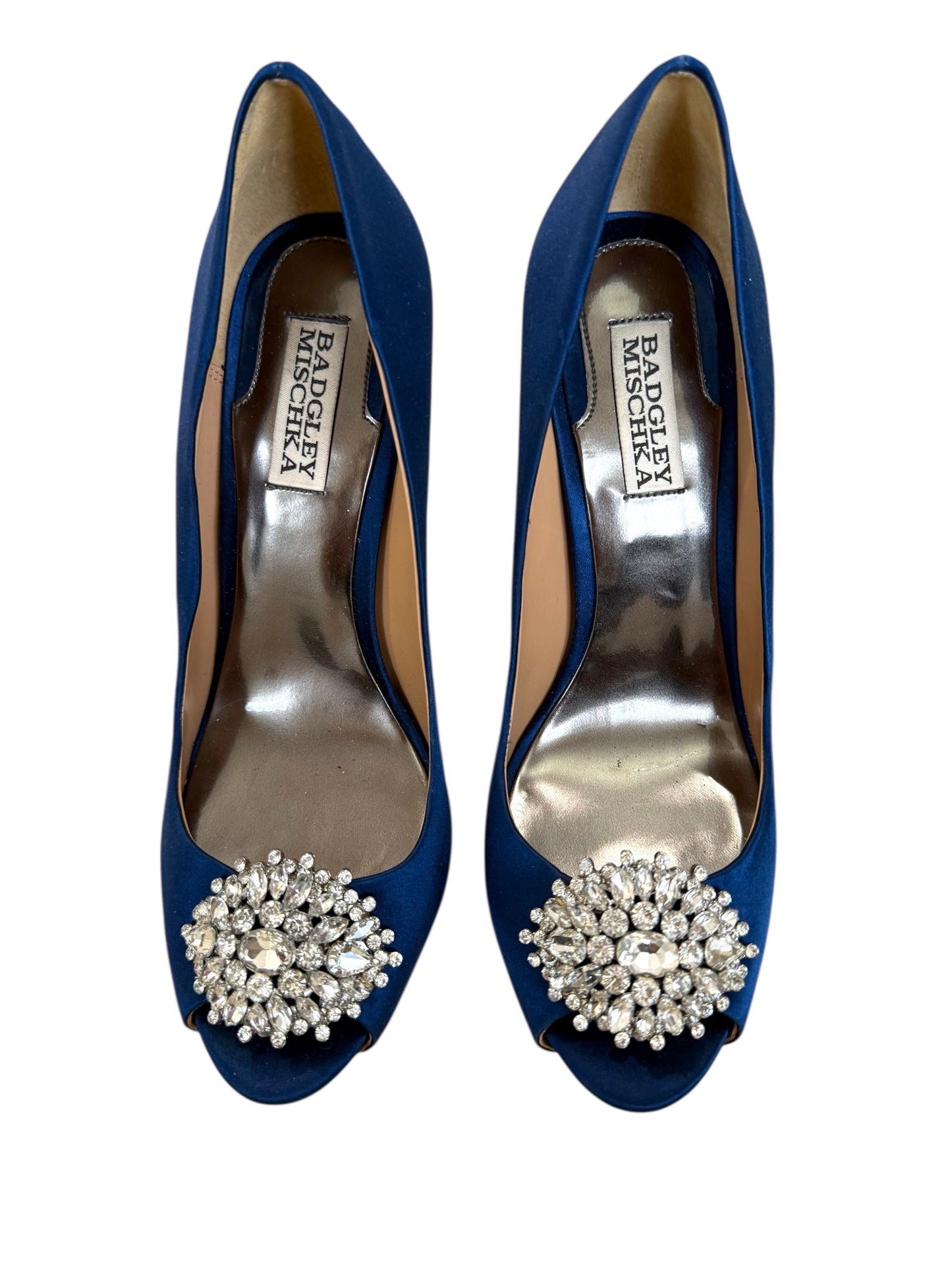 Badgley Mischka Satin Blue Crystal Heels