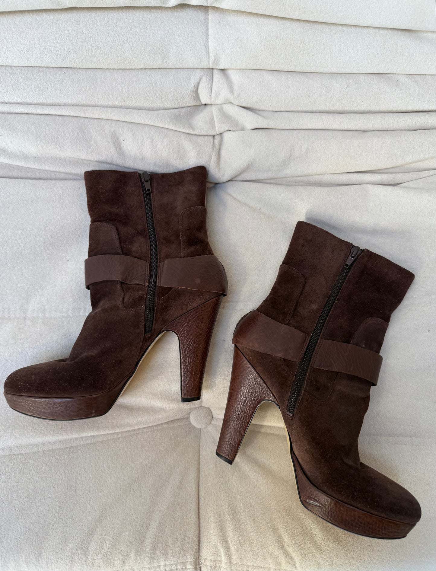 Nine West Suede Brown Buckled Boots