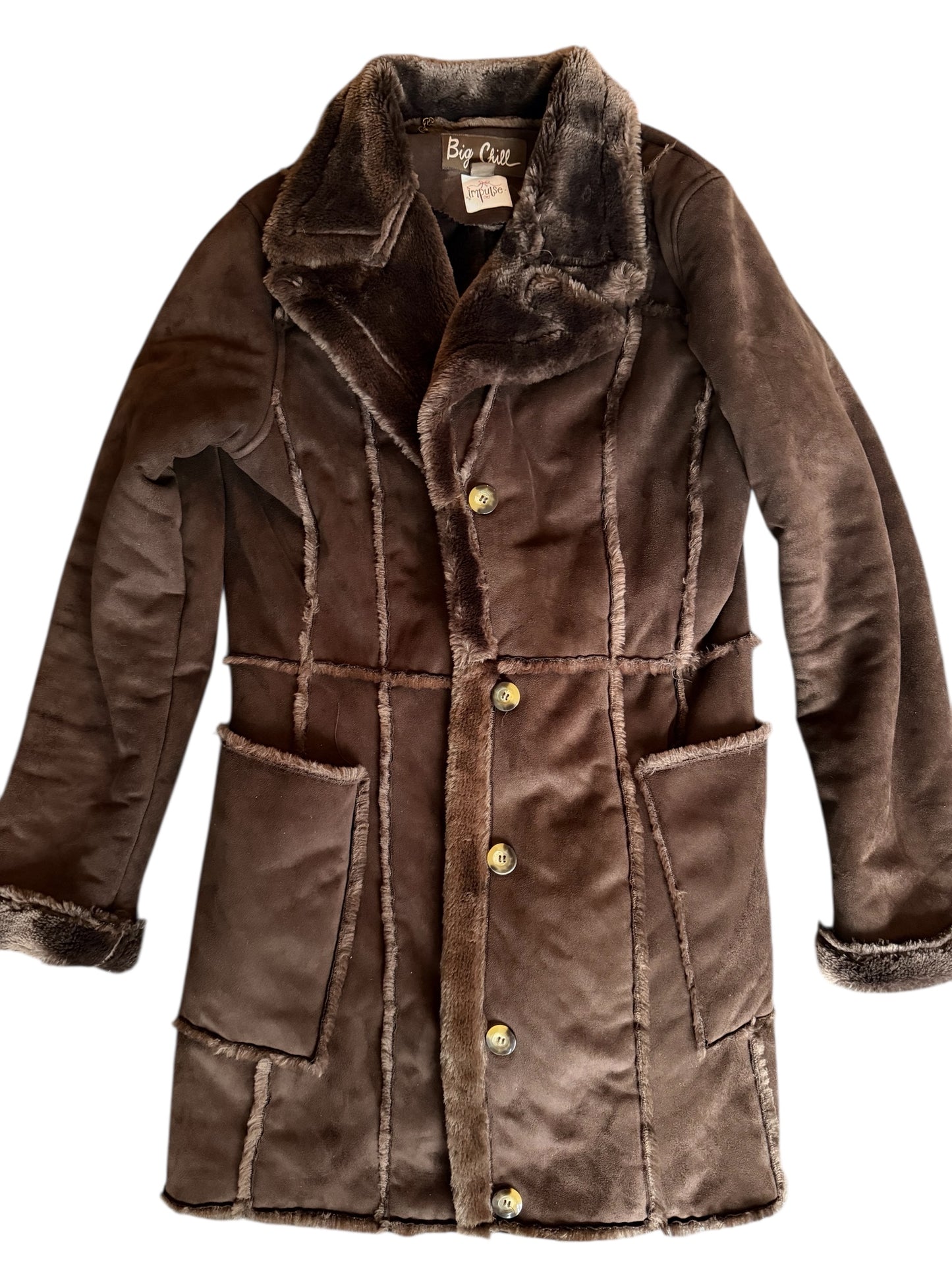 Big Chill Brown Suede & Faux Fur Coat