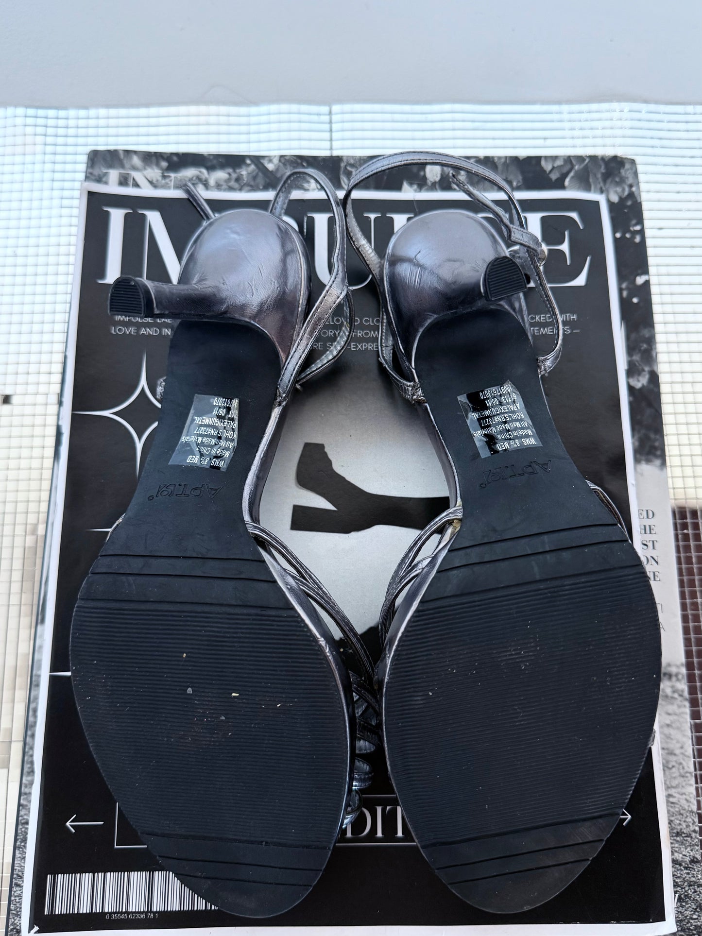 APT. 9 Metallic Strappy Heels With Rhinestones