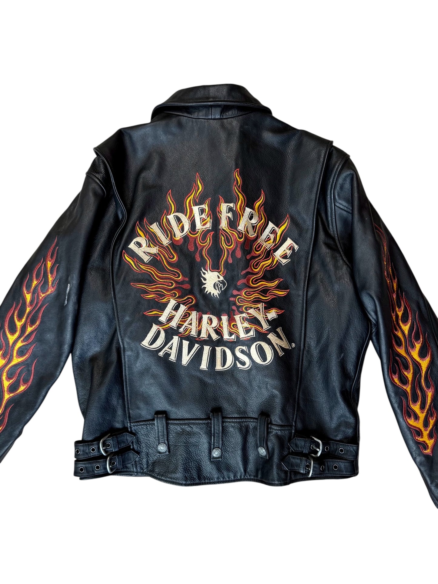 90s Harley Davidson Flame Leather Jacket