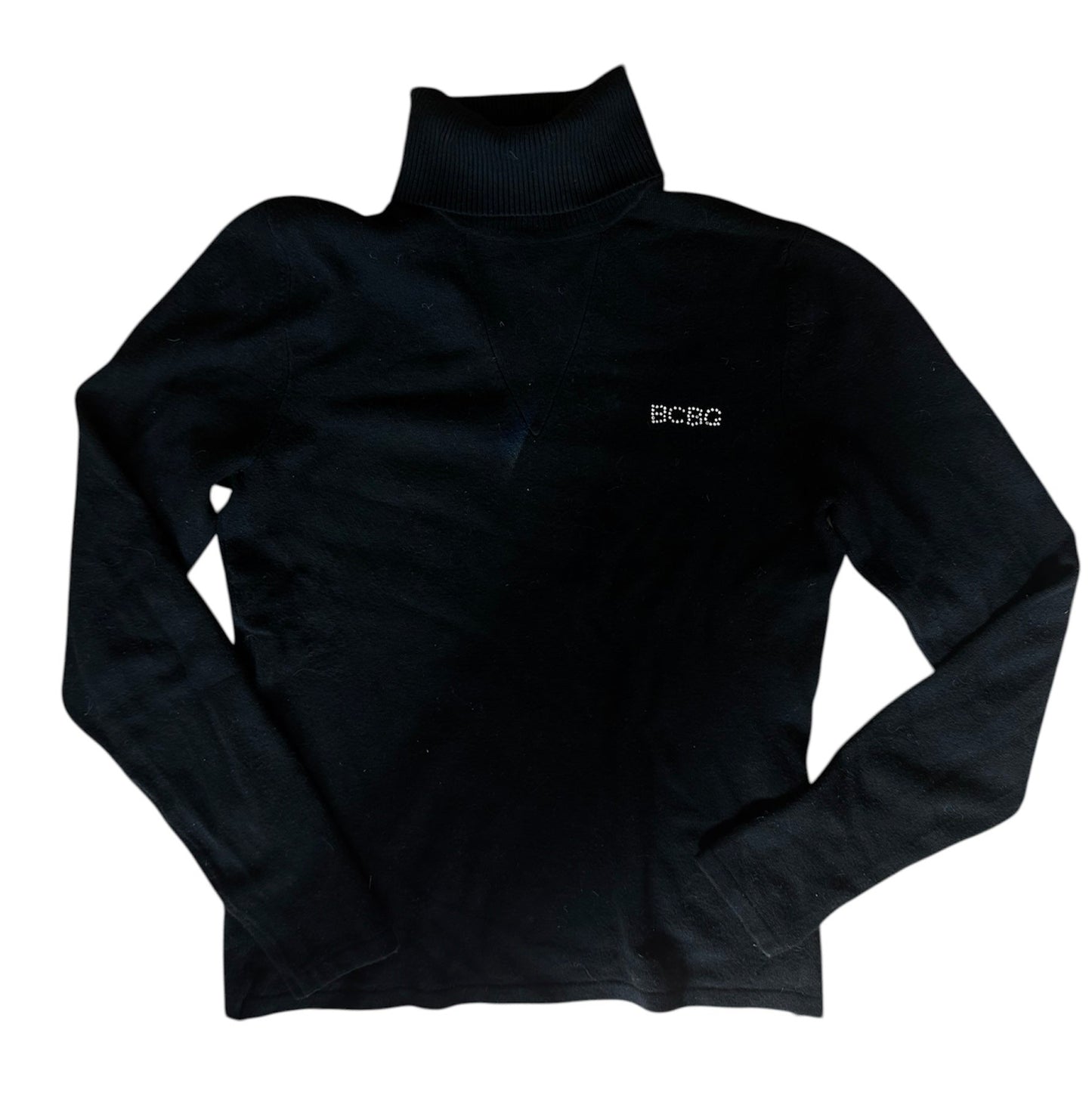 BCBG Turtleneck Sweater With Rhinestone Logo (M)