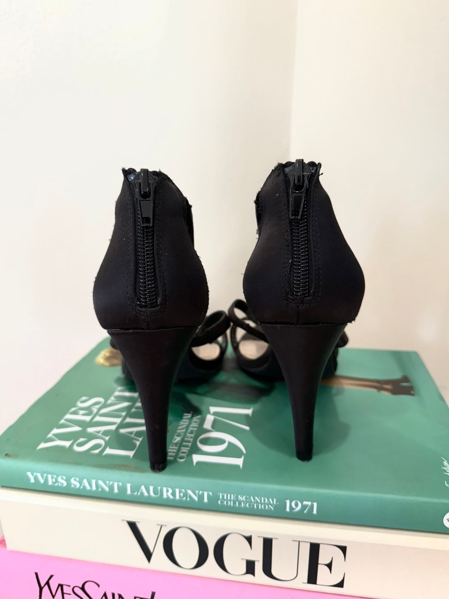 Kelly & Katie Black And Silver Rhinestone Heels