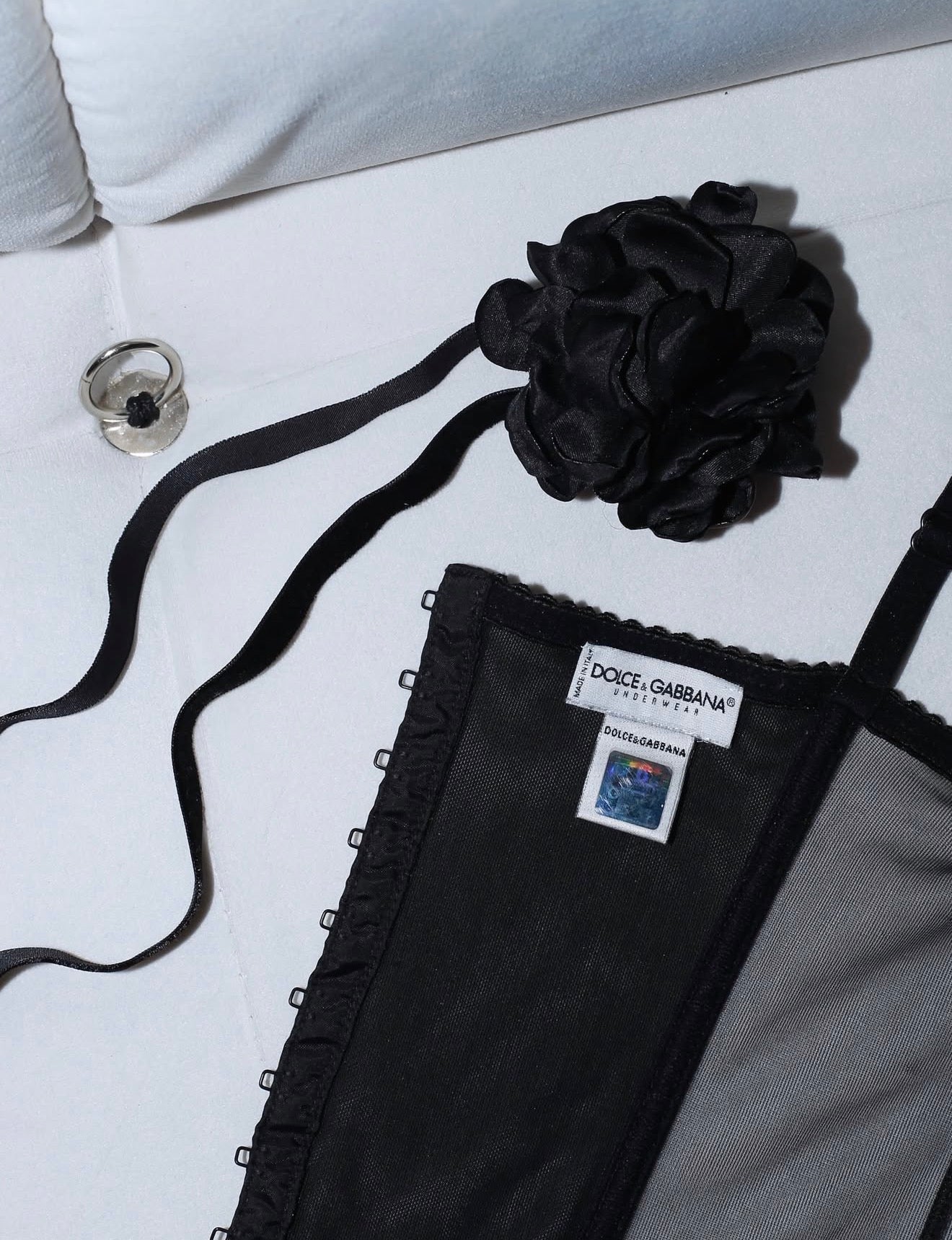 Dolce & Gabbana Sheer Mesh Corset With Silver Logo