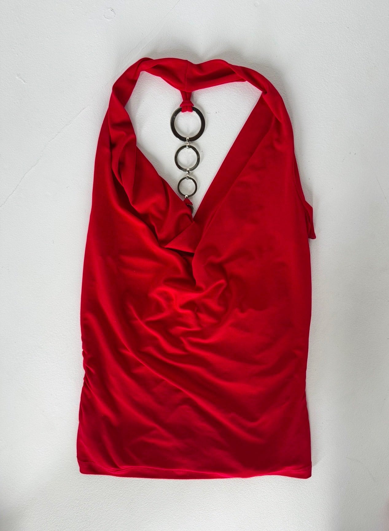 Unit Ruched Halter W/ Silver Chain Back