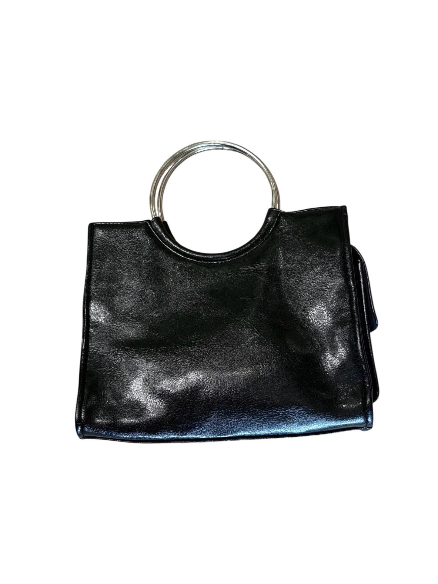 Black Leather Purse With Silver Handle