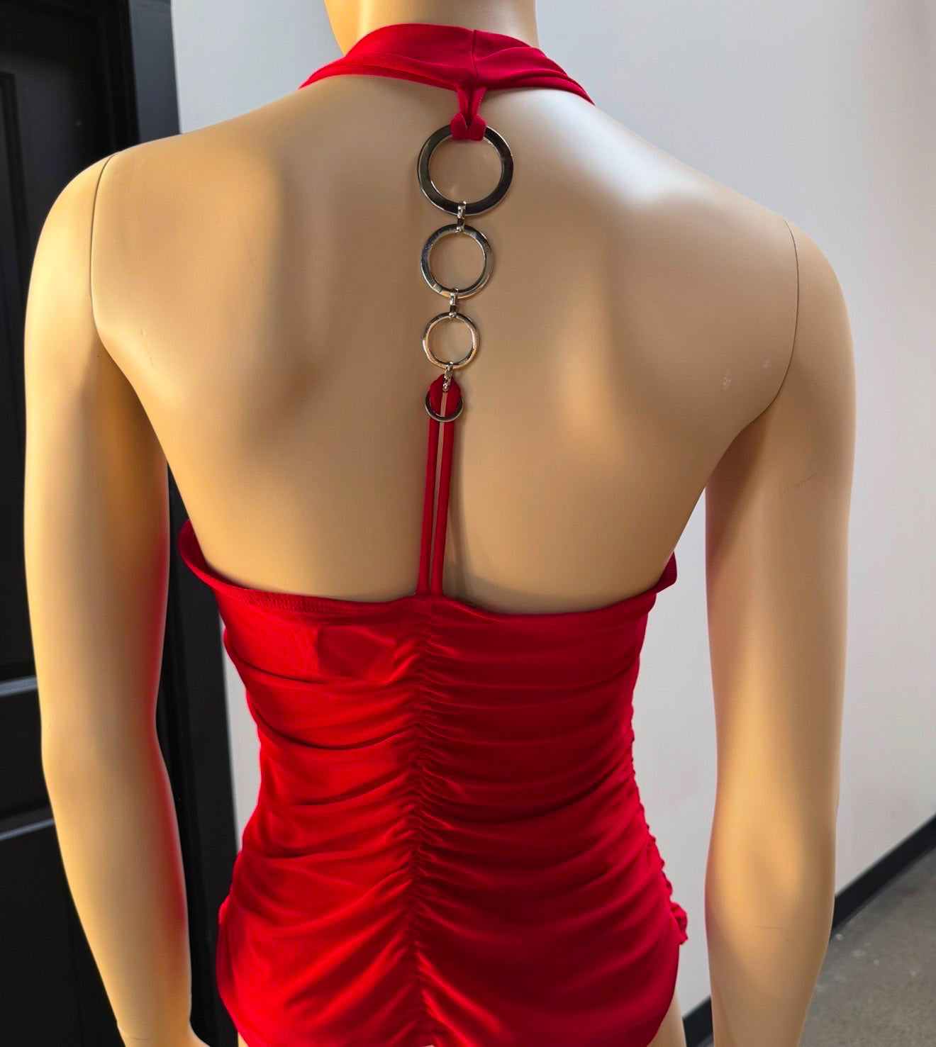 Unit Ruched Halter W/ Silver Chain Back