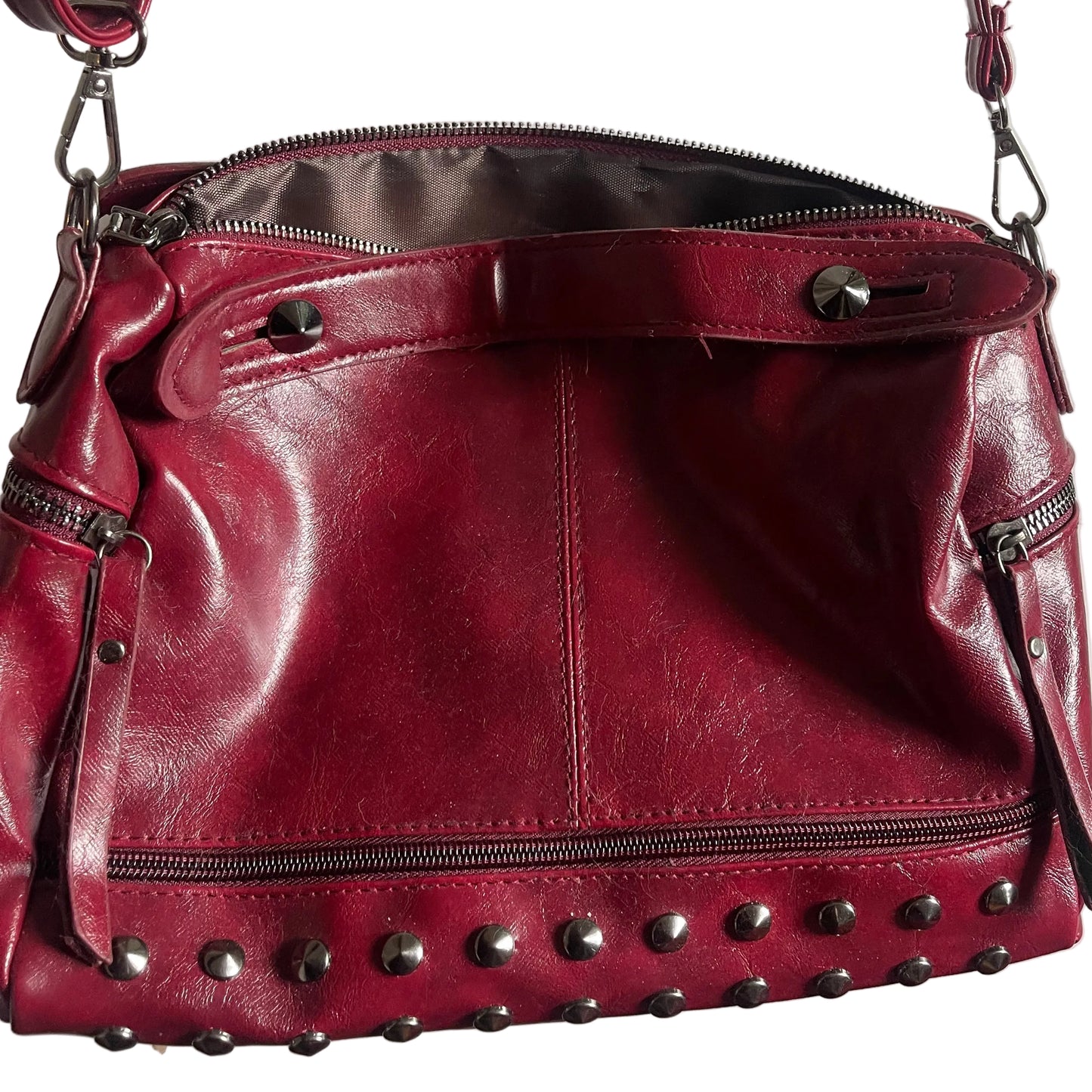 Red Leather Studded Purse