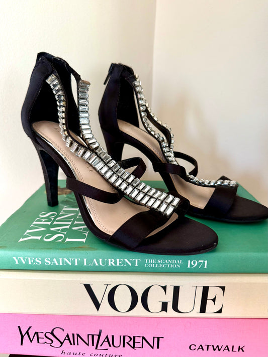 Kelly & Katie Black And Silver Rhinestone Heels