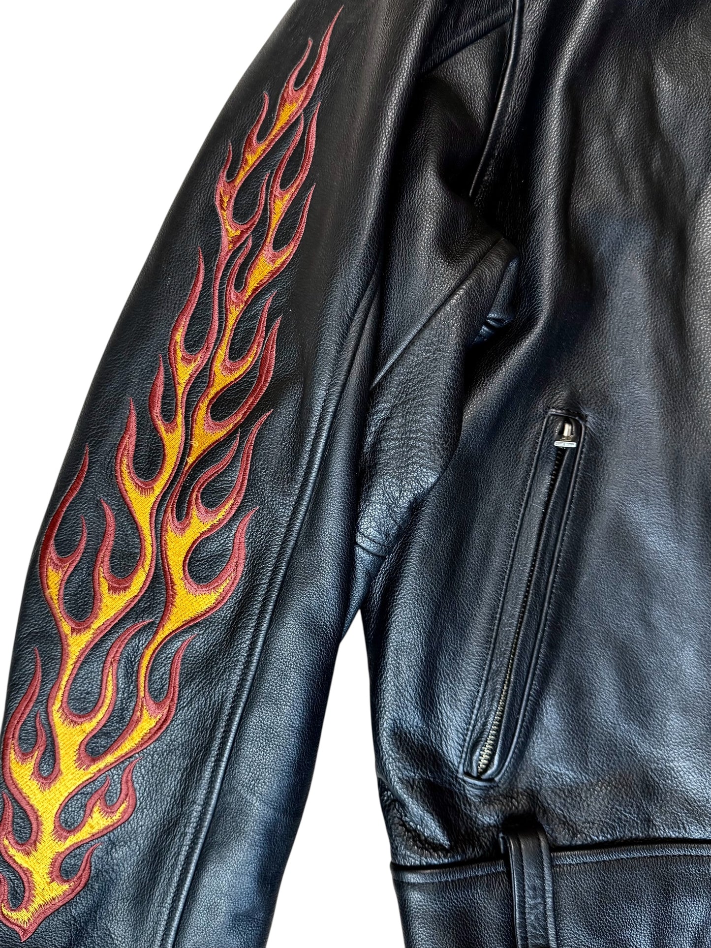 90s Harley Davidson Flame Leather Jacket