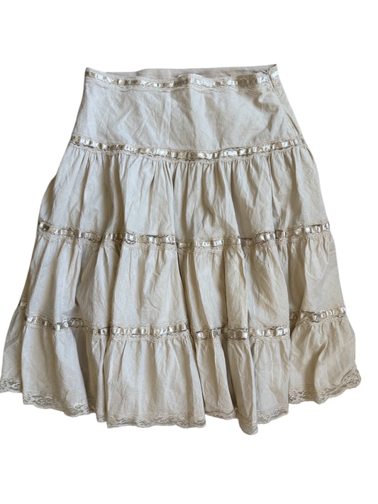 Cream Boho Midi Skirt