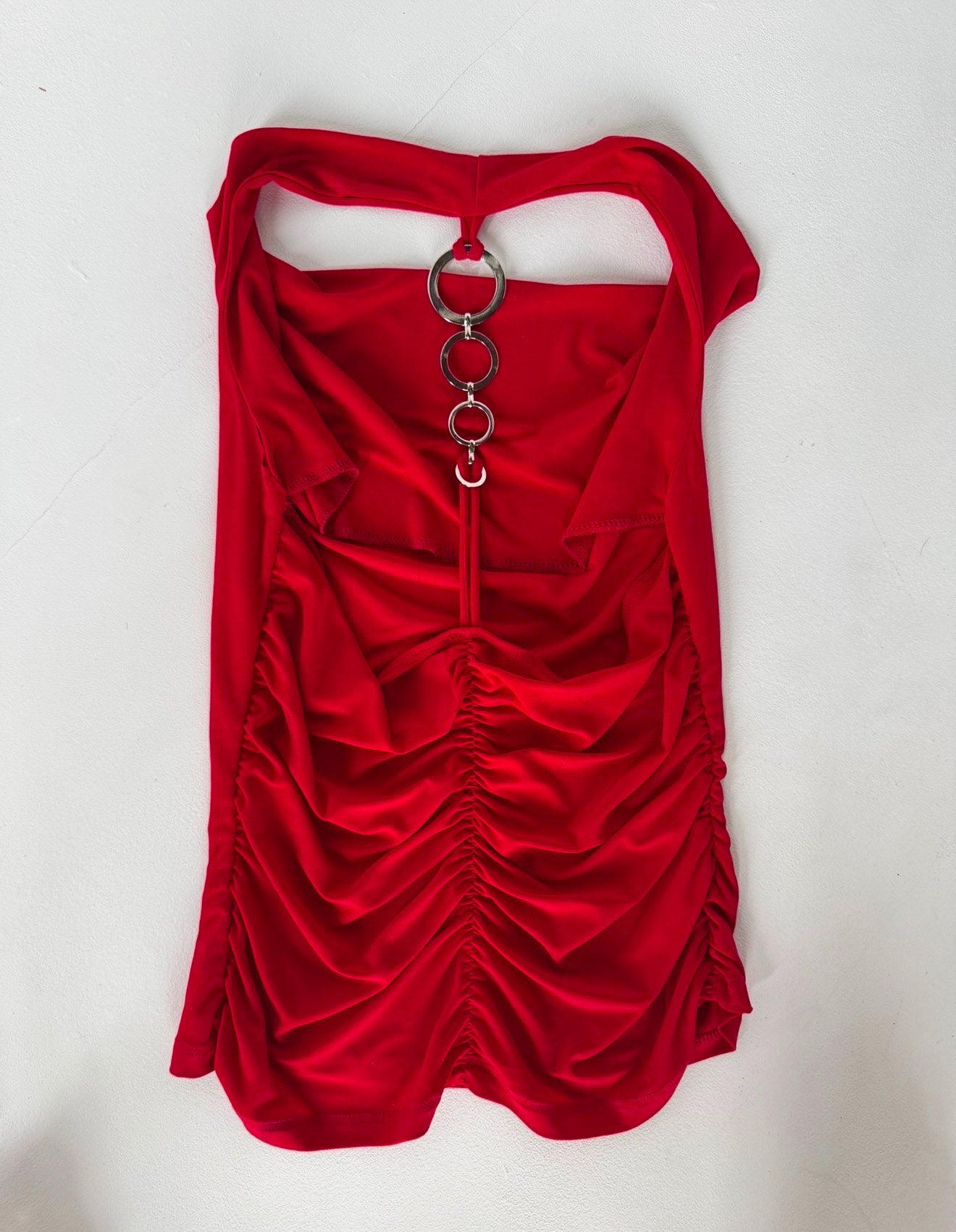 Unit Ruched Halter W/ Silver Chain Back