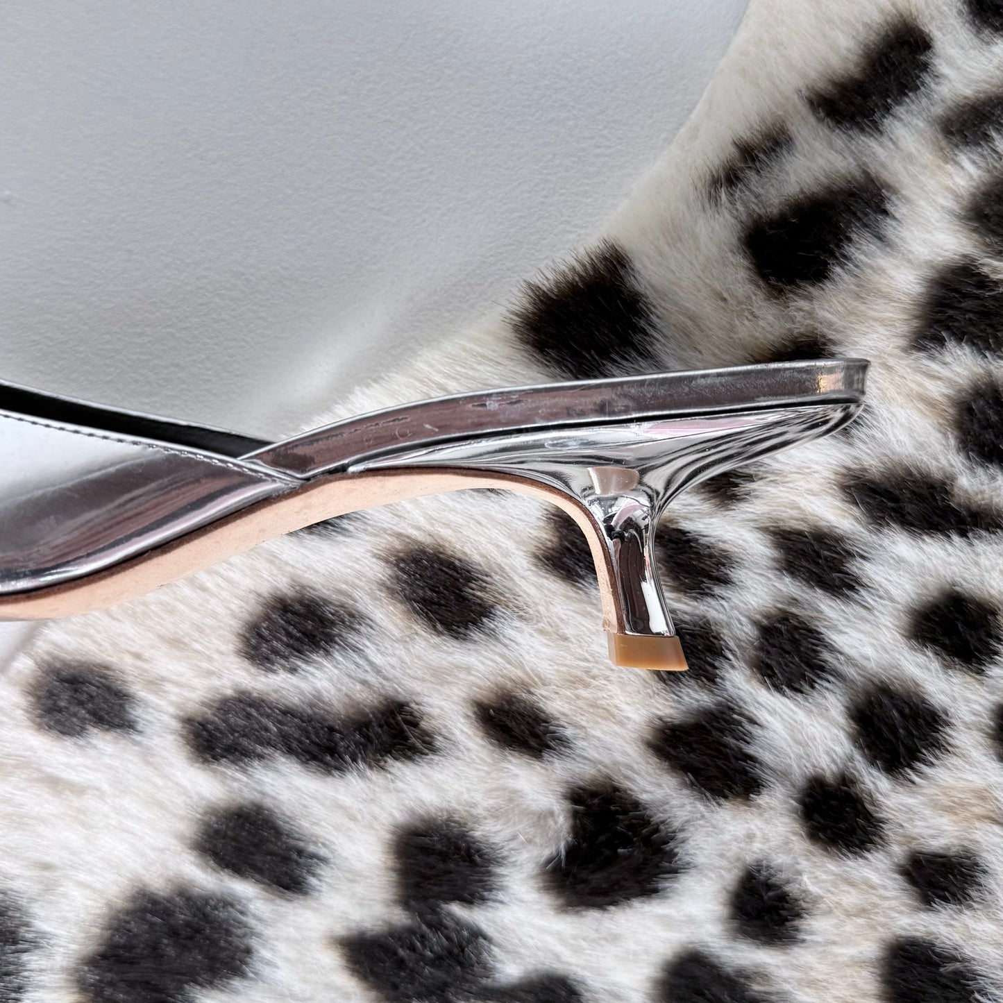 Reformation Silver Metallic Kitten Heels (10)