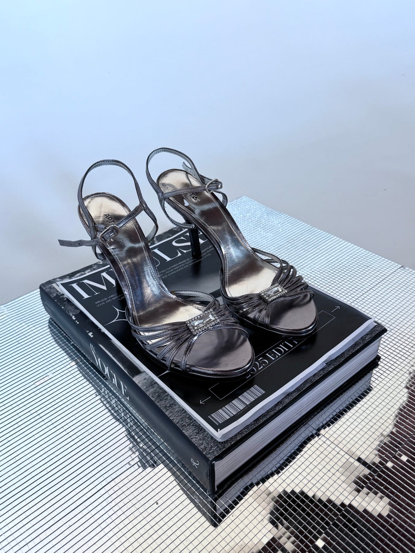 APT. 9 Metallic Strappy Heels With Rhinestones